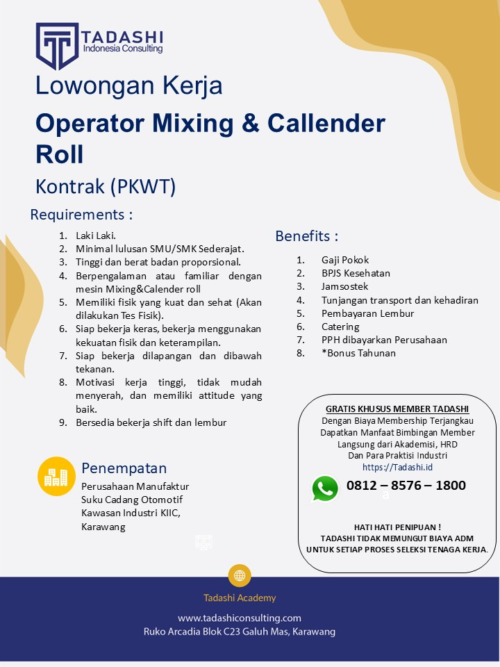 Operator Mixing & Calender Roll Laki Laki (PKWT)