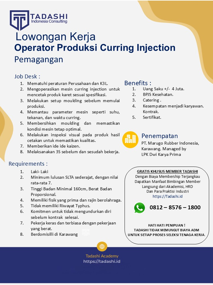Operator Produksi Curing Injection Laki Laki